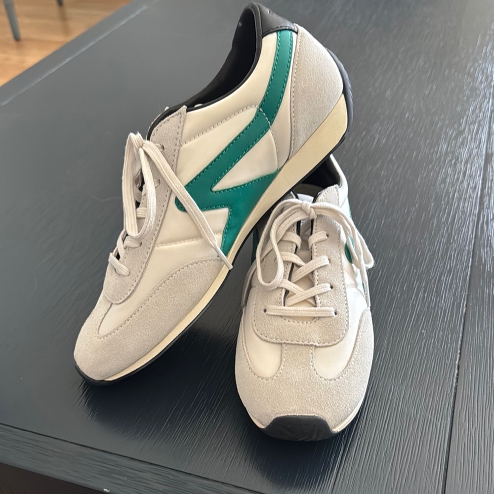 rag & bone Cream Sneakers with Teal Accent
